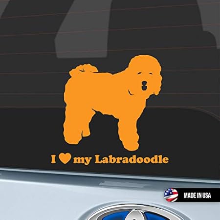 Amazon I Love My Labradoodle ステッカー デカール 車用 ラブラドゥードル ラブラドール プードルミックス 犬 わんこ Doodle Orange 車 バイク 車 バイク