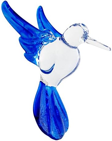 Crystal Castle Glass Hanging Hummingbird Figurine Solid Color Clear Body (Blue)