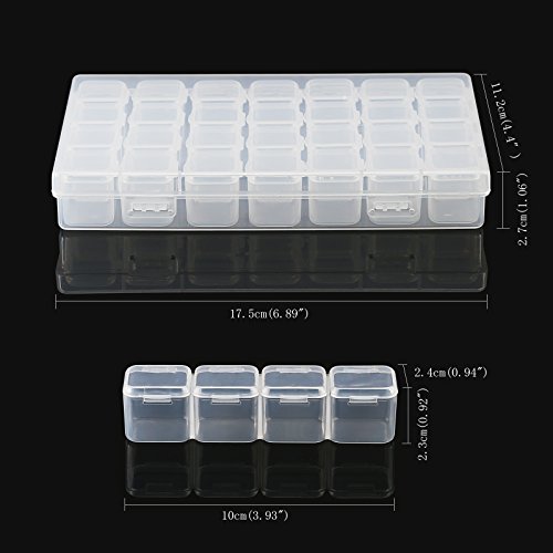 image for SEELOK 2 Pack 28 Grids Plastic Storage Boxes Diamond Painting Nail Acc