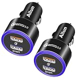 Ailun Fast Car Charger Qualcomm Quick Charge 3.0 Adapter 2Pack Dual USB Port 35W for iPhone 11/11 Pro/11 Pro Max/X Xs XR Xs Max Galaxy s20, s20+ S20Ultra s10 S9 Note 10 Black
