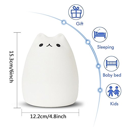 Luce Notturna Gatto Carino - Lampada Bambini Ricaricabile USB Con 16 Colori