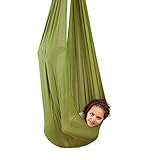 Quility Indoor Therapy Swing for Kids with Special Needs | Lycra Snuggle Swing | Cuddle Hammock for Children with Autism, ADHD, Aspergers | Ideal for Sensory Integration (Up to 77lbs, Green)