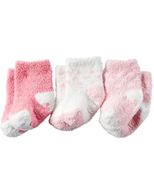 Girls' Crew Socks (3 Pack) Baby, White/Pink/Grey, 12-24 MONTHS