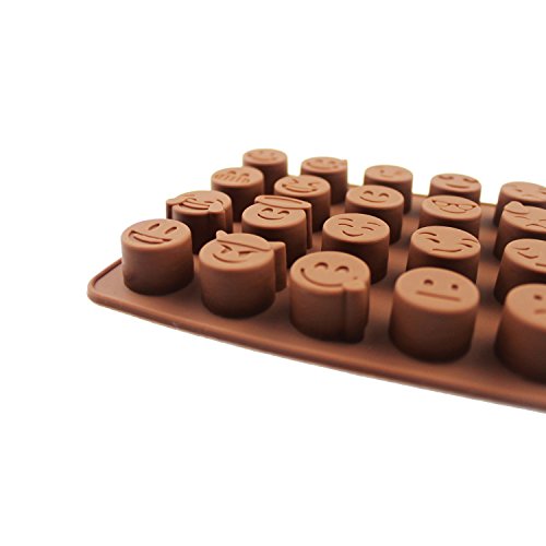 Emoji Emoticon Cake Moulds, ICASA 28 Cavity Smiley Silicone Candy Baking Chocolate Molds, Made of FDA quality silicone, 2 Pack