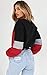 Angashion Womens Sweatshirt-Long Sleeve Drawstring Hem Color Block Crop Top Pullover Tops Red S