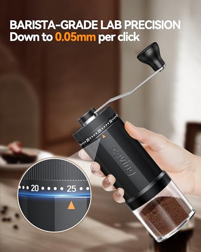 World's First 60g Large Capacity Manual Coffee Grinder, Portable Mill with 40 Settings, Stainless Steel Grinders for Espresso, Pour Over, Camping, Travel, Gift, etc.