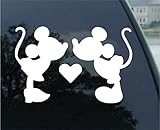 Mickey And Minnie Mouse Kissing Car Truck Vinyl Decal Art Wall Sticker USA Disney Fun Adorable Cute Love Heart Sweet Cool Classic 6