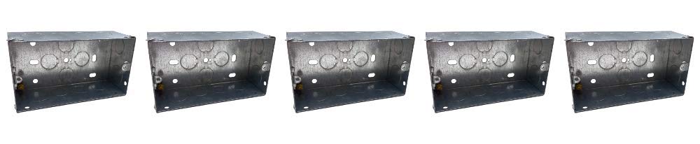 Klite 47mm Double 2 Gang Wall Pattress Metal Back Box Flush Mounted for Electrical Sockets Switches x5