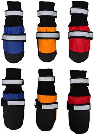 Megi® Waterproof Pet Boots for Medium to Large Dogs Labrador Husky Shoes 4 Pcs L Orange