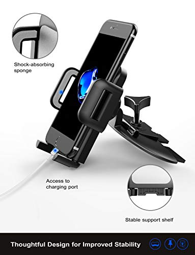 Mpow 051 Car Phone Mount, CD Slot Car Phone Holder, Car Mount with Three-Side Grips and One-Touch Design Compatible iPhone 11/11Pro/11Pro Max/Xs MAX/XR/XS/X/8/8Plus, Galaxy S10/S10+/S10e/S9/S9+/N9/S8