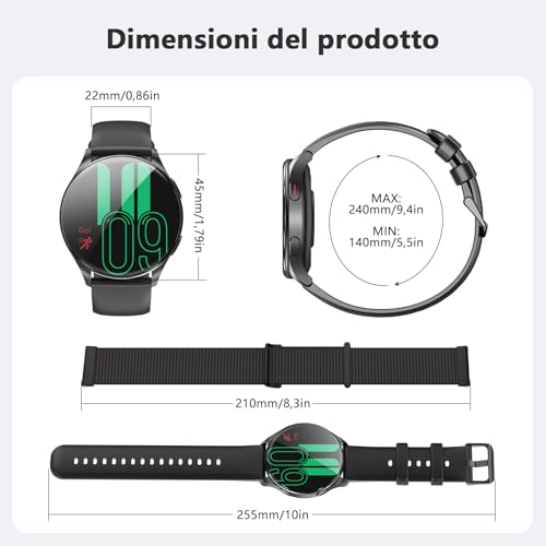 Blackview Smartwatch Uomo Donna, Effettua e Rispondi alle Chiamate, Orologio Smartwatch Fitness con 1.43' HD AMOLED/112+ Sportive/SpO2/Monitoraggio del Sonno/Cardiofrequenzimetro per Android IOS