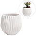 MyGift Modern Ceramic Planter, Small Round Garden Plant Container Pot, White