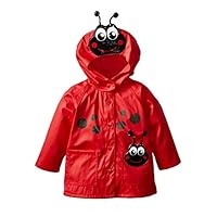 Sidkk Little Girls Raincoat Cute Pattern Hoodies Waterproof Rain Jackets (Ladybug, 3t)