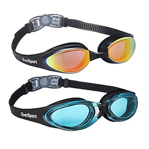 EverSport Swim Goggles 2 Pack, Anti Fog UV Protection Streamline Design, Triathlon Goggles Adult Men Women Youth Teens