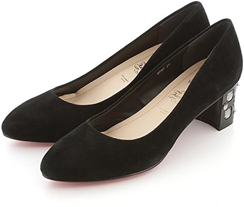 Amazon カリアング シューズ Kariang ビジューヒールアーモンドトゥパンプス 0004ブラックスエード 23 0 パンプス