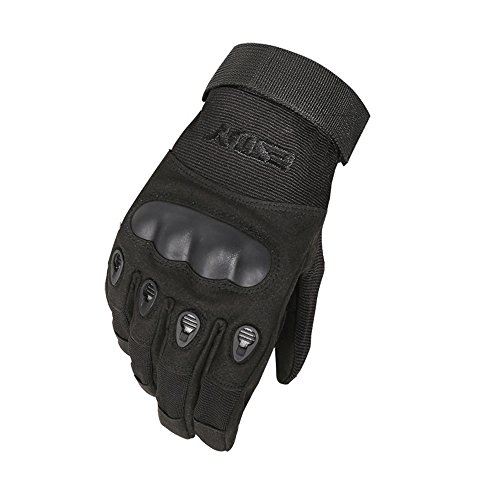 Military Gloves, Tactical Army Rubber Hard Knuckle Gloves Cycling Motorcycle Hiking Gloves for Men Egloves-Black-M