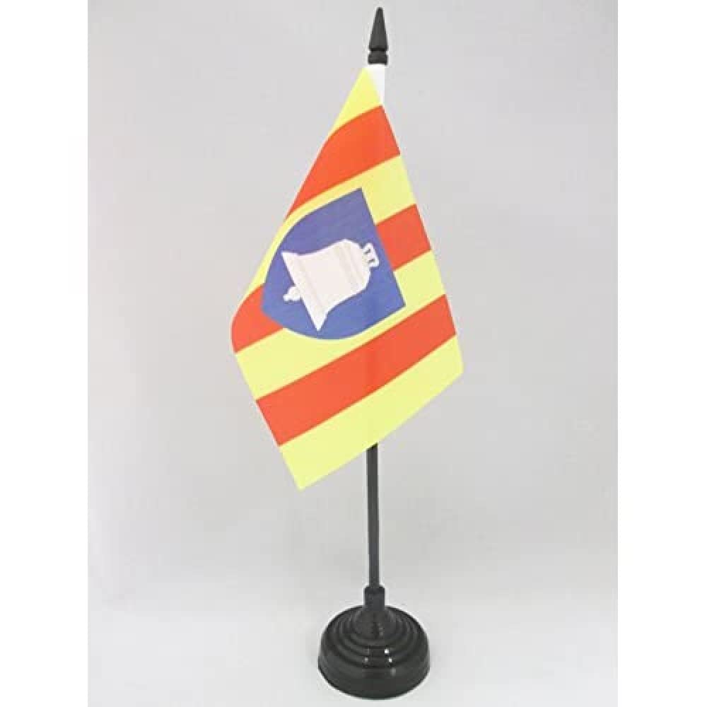 AZ FLAG - French Department of Ariège Table Flag 4'' x 6'' - Department of France Office Mini Banner 100% Polyester 15 x 10 cm - Mini Desk Flag with 10'' Pole and Black Plastic Base