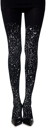 Ray of Light Paint Splatter Printed Tights Black One-Size by Zohara Tights