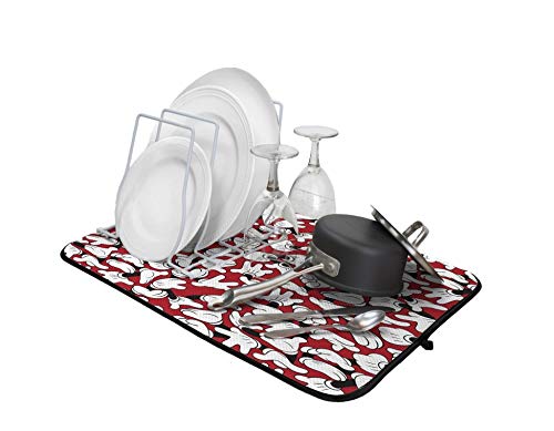 Disney Kitchen Dish Drying Mat - Ultra Absorbent Reversible Microfiber Drying Mat - Soft Surface for Air Drying Dinnerware, Delicate Crystal and Stemware, Pots, Pans, 16 x 18 inches, Mickey Gloves