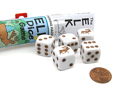 Koplow Games Elk Dice Game with 5 Dice Travel Tube and Gaming Instructions
