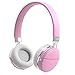Tribit XFree Move Bluetooth Headphones, Girl's Headphones with Microphone, Rich Bass, 14 Hours Playtime, 2 Drivers of 40mm, 3.5mm Aux Support, Pink