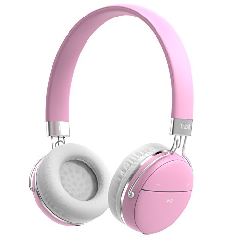 Tribit XFree Move Bluetooth Headphones, Girl's Headphones with Microphone, Rich Bass, 14 Hours Playtime, 2 Drivers of 40mm, 3.5mm Aux Support, Pink