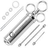 Meat Injector Kit, Marinade Flavor Injector Syringe with 3 Professional Needles for BBQ Grill Smoker, 2-oz Large Capacity by JY COOKMENT