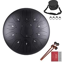 Steel Tongue Drum 11 Notes 12 inches Percussion Instrument Lotus Hand Pan Drum with Bag