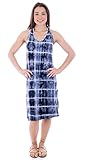 MESMER Backless Beach Dress Summer Party Midi Sundress Coverup, Navy L/XL