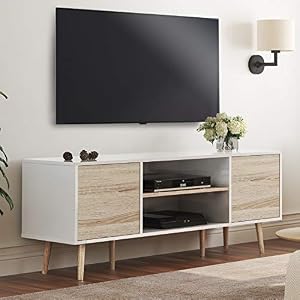 WAMPAT Mid-Century Modern TV Stand for TVs up to 60 inch Flat Screen Wood TV Console Media Cabinet with Storage, Home…