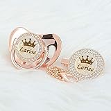 MIYOCAR personalized any name bling gold silver pacifier and clip set 18 colors BPA free safe unique design luxurious dummy i
