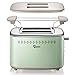 PINLO Toaster 2-Slice Stainless Steel Toasters with 2 Extra Wide Slots 6 Browning Dials and Removable Crumb Tray Warming Rack for Breakfast Bread Muffins Ovens Mint Green Retro Toasters