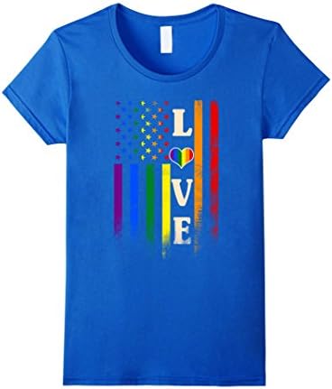 Womens Love Rainbow Heart Flag - Gay Pride Shirt - LGBT Small Royal Blue