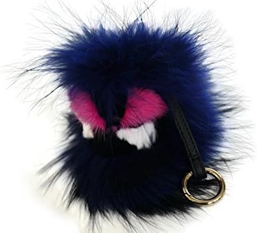AURORA168 Mink Fox Fur Monster Bugs Pom Pom Doll Ball Key Ring/ Keychain /Bag Charm (Blue Monster C)