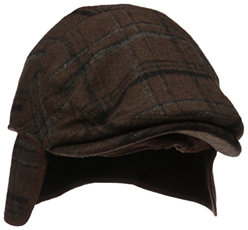Henschel Men's Wool Blend Plaid Ivy Hat with Earflaps, Brown, Medium