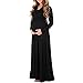 Mother Bee Maternity Off Shoulder Cowl Neck Maternity Dress for Baby Shower or Casual Wear Black