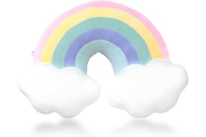BENEKIY Rainbow Pillow 21'' Plush Rainbow Cloud Pillow Rainbow Shaped Travel Pillow Soft Stuffed Rainbow Decor Cushion Car Home Decorations