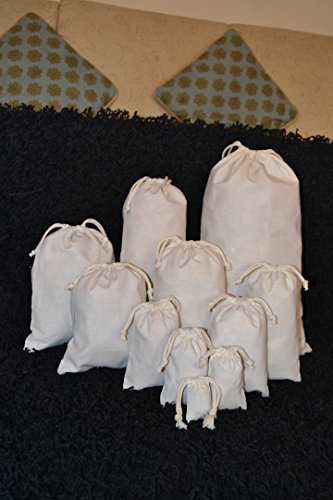 8 x 10 Inches ORGANIC COTTON DOUBLE DRAWSTRING MUSLIN BAG. (NATURAL COLOR) (100)