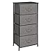 mDesign Vertical Dresser Storage Tower - Sturdy Steel Frame, Wood Top, Easy Pull Fabric Bins - Organizer Unit for Bedroom, Hallway, Entryway, Closets - Textured Print - 4 Drawers - Charcoal Gray/Black