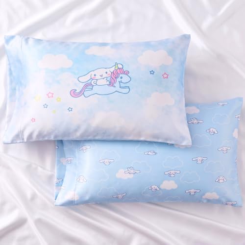 Cinnamoroll Beauty Silky Satin Standard 2 Pack Reversible Pillowcase Cover 20x30 for Hair and Skin, (Officially Licensed Product) by Franco Collectibles
