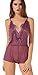 The Victory of Cupid Eyelash Lace Deep V-neck America Back Sexy Lingerie Piece Pajamas, Violet, Small/Medium