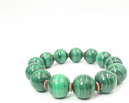 Malachite Gemstone 16mm Round Beads Stretch Bracelet 8.2" Unisex