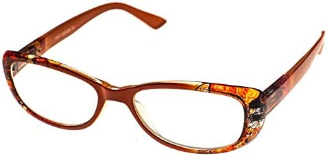 Kyara Eyewear Womens Trendy Cateye Color Design Frame Plastic Reader Glasses Pumpkin +2.25