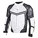 PRO LEATHER & MESH MOTORCYCLE WATERPROOF JACKET WHITE WITH EXTERNAL ARMOR L