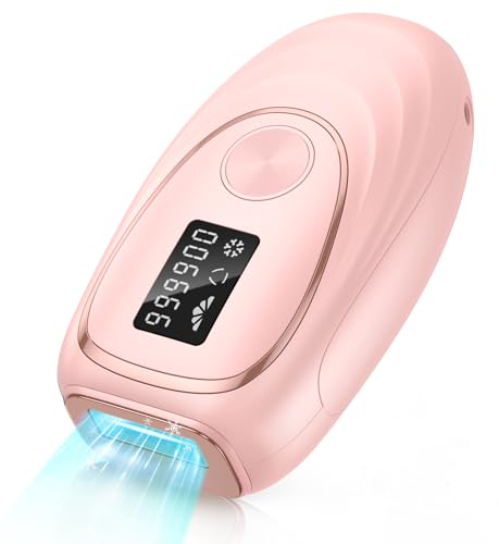 Haarlosy IPL Laser Hair Removal Device for Women and Men with Ice Cooling Painless Salon Quality Result at Home, Lazer Hair Remover for Face Bikini Line Body, 5 Levels, 999,900 Flash Light, Misty Rose