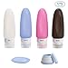 6-Pack Silicone Travel Bottles TSA Approved BPA Free Travel Containers Food-grade Spray Bottles Cream Jars Approved for Shampoo Leak-proof Cosmetic Toiletry Travel Containers with Brush Tag