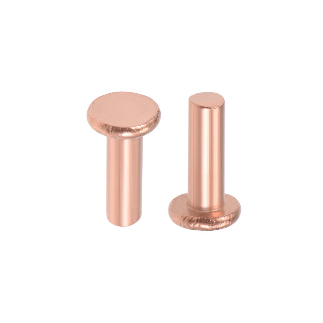 sourcing map 25 Pcs 5/32" x 15/32" Flat Head Copper Solid Rivets Fasteners