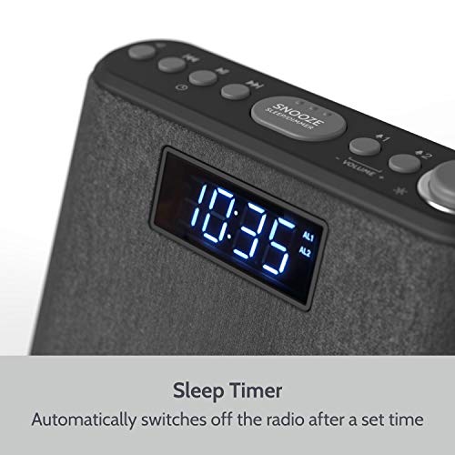 Alarm Clock Bedside Non Ticking LCD Alarm Clock with USB Charger & Wireless QI Charging, Bluetooth Speaker, FM Radio, RGB Mood LED Night Light Lamp, Dimmable Display and White Noise Machine - Thumbnail 6