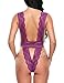 Avidlove Women Sexy Lingeries One Piece Babydoll Hollow Out Deep V Neck Lace Outfits Purple L