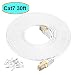 Cat7 Ethernet Cable 30 ft White Shielded (STP), AULLOV High Speed Flat RJ45 Cat-7/Category 7 Internet LAN Computer Patch Cord Cable, Faster Than Cat5/Cat6-30 Feet White (9 Meters) primary